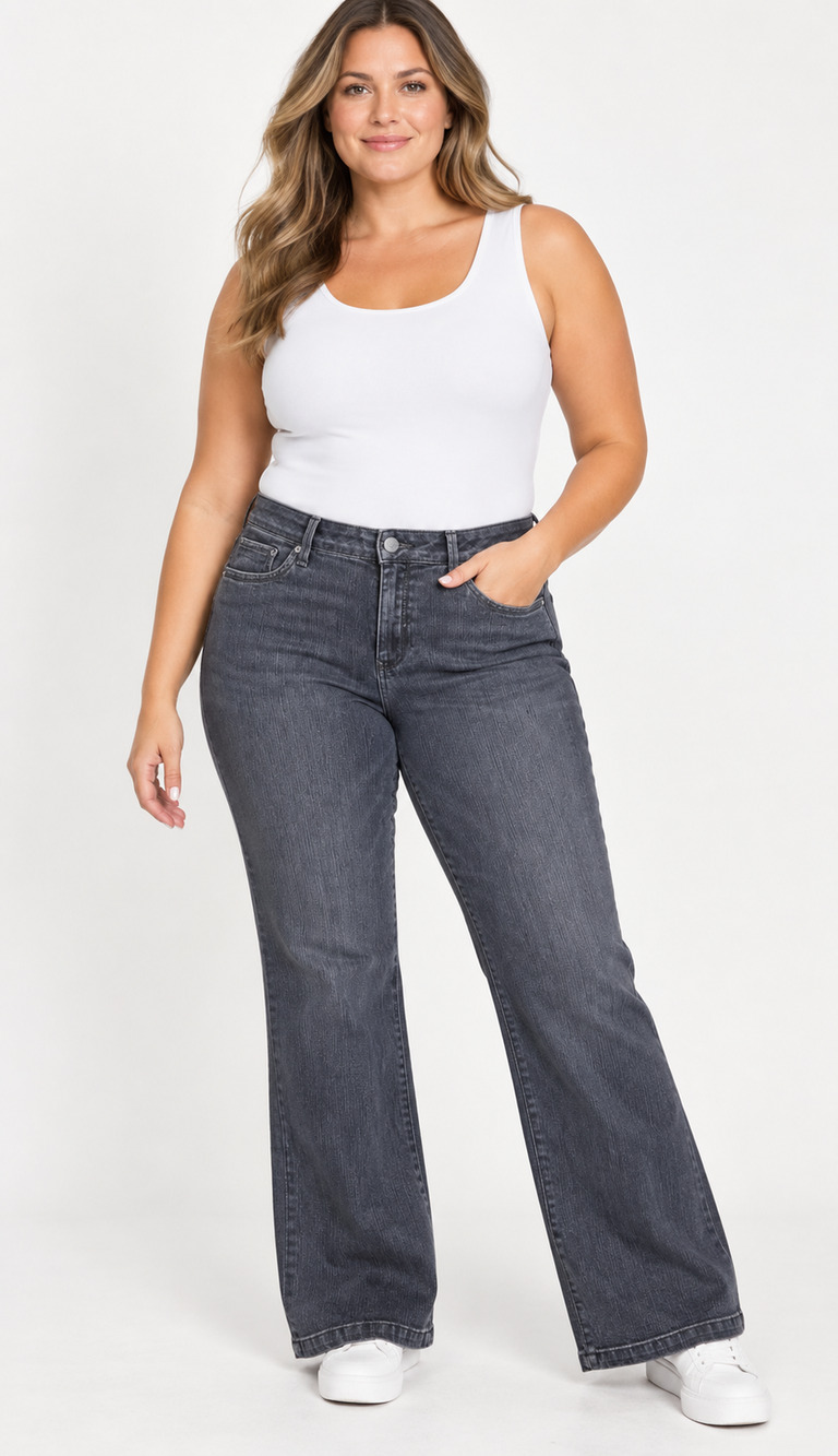 NWT straight leg black wash jeans French cuff 14 career casual everyday stretch